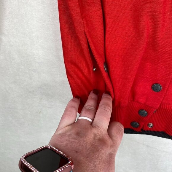 Halston III  Women's Red Snap Down Medium Weight Sweater-Medium - Picture 5 of 7